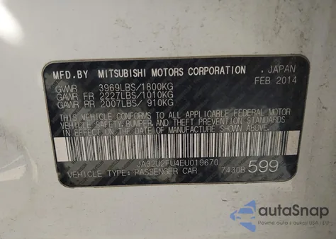 2014 Mitsubishi Lancer Es из США, поврежденный, VIN JA32U2FU4EU019670